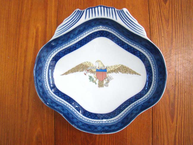 A beautiful Chinese Export 'style' shell bowl with spread wing eagle motif by Mottahedeh